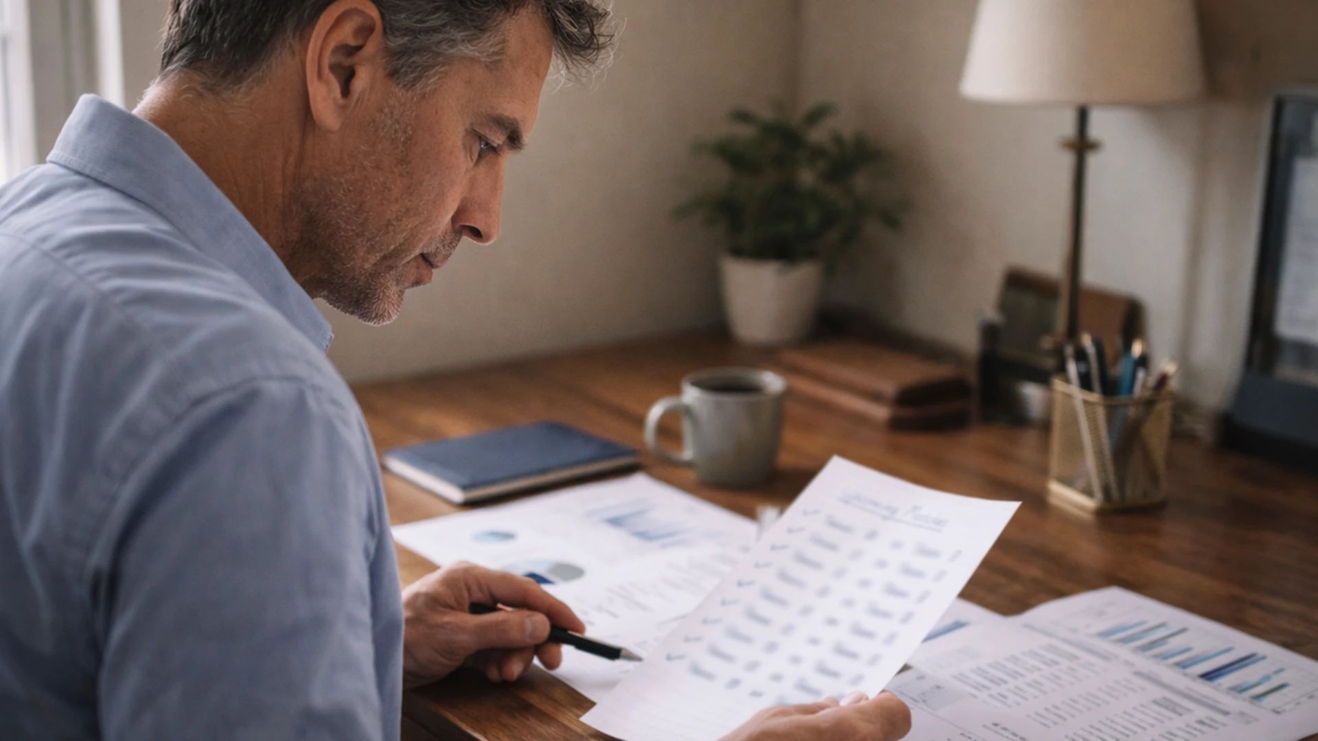 Persona concentrada estudiando análisis de partidos de fútbol en su escritorio
