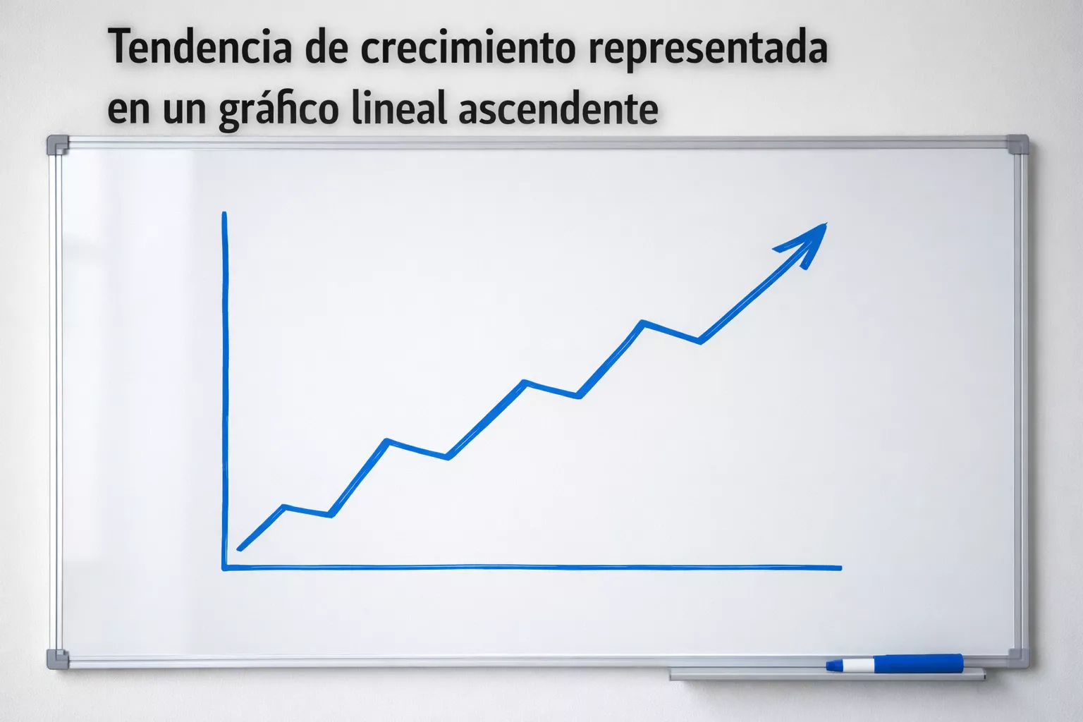 Gráfico simple ascendente dibujado en una pizarra blanca con marcador
